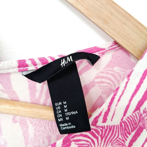 H&M sleeveless pink & white zebra print dress, medium - Picture 8 of 10